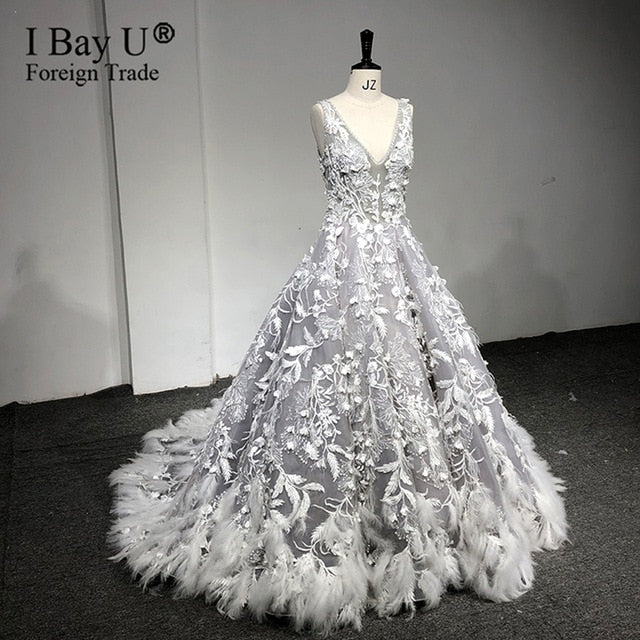 open lace back dress Formal Feathers Evening Dresses With Beading Vestidos Arabic Dubai Bal –  Sign Servant
