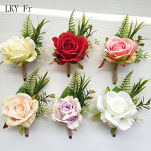 Load image into Gallery viewer, LKY Fr Boutonniere Flowers Corsage Pin Boutonniere Buttonhole Men Wedding Bracelet Bridesmaid Wedding Buttonhole Witness Corsage
