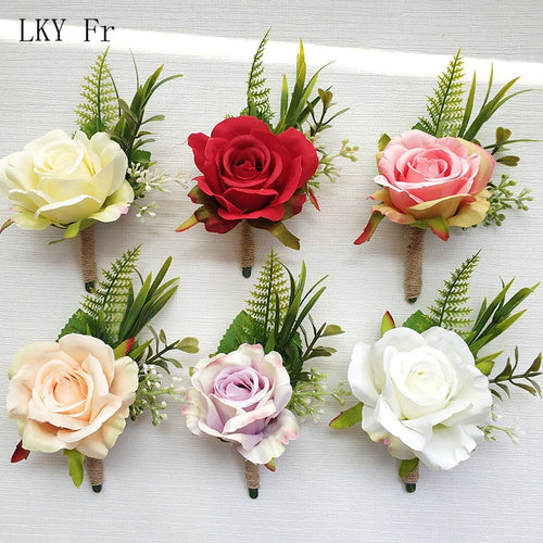 LKY Fr Boutonniere Flowers Corsage Pin Boutonniere Buttonhole Men Wedding Bracelet Bridesmaid Wedding Buttonhole Witness Corsage