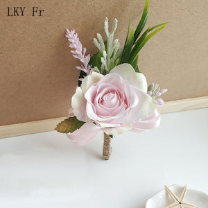 LKY Fr Boutonniere Flowers Corsage Pin Boutonniere Buttonhole Men Wedding Bracelet Bridesmaid Wedding Buttonhole Witness Corsage