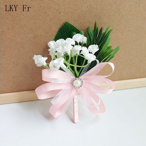 LKY Fr Boutonniere Flowers Corsage Pin Boutonniere Buttonhole Men Wedding Bracelet Bridesmaid Wedding Buttonhole Witness Corsage