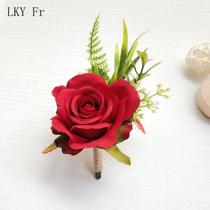 LKY Fr Boutonniere Flowers Corsage Pin Boutonniere Buttonhole Men Wedding Bracelet Bridesmaid Wedding Buttonhole Witness Corsage