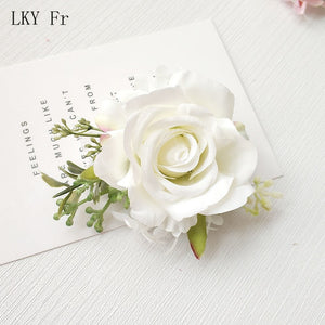 LKY Fr Boutonniere Flowers Corsage Pin Boutonniere Buttonhole Men Wedding Bracelet Bridesmaid Wedding Buttonhole Witness Corsage