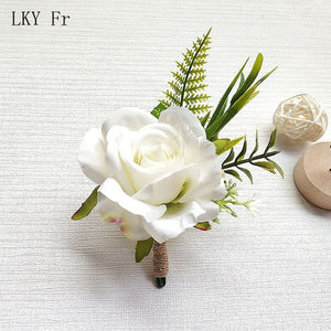 LKY Fr Boutonniere Flowers Corsage Pin Boutonniere Buttonhole Men Wedding Bracelet Bridesmaid Wedding Buttonhole Witness Corsage