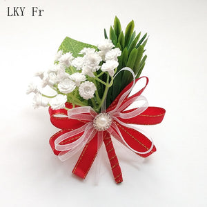 LKY Fr Boutonniere Flowers Corsage Pin Boutonniere Buttonhole Men Wedding Bracelet Bridesmaid Wedding Buttonhole Witness Corsage