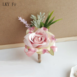 LKY Fr Boutonniere Flowers Corsage Pin Boutonniere Buttonhole Men Wedding Bracelet Bridesmaid Wedding Buttonhole Witness Corsage