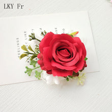 Load image into Gallery viewer, LKY Fr Boutonniere Flowers Corsage Pin Boutonniere Buttonhole Men Wedding Bracelet Bridesmaid Wedding Buttonhole Witness Corsage