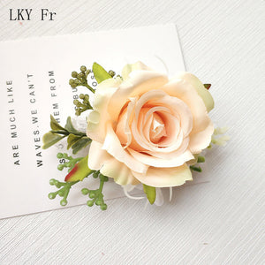 LKY Fr Boutonniere Flowers Corsage Pin Boutonniere Buttonhole Men Wedding Bracelet Bridesmaid Wedding Buttonhole Witness Corsage