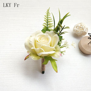 LKY Fr Boutonniere Flowers Corsage Pin Boutonniere Buttonhole Men Wedding Bracelet Bridesmaid Wedding Buttonhole Witness Corsage