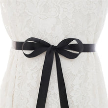 Load image into Gallery viewer, Mecresh Elegant Silver Rhinestones Wedding Belt Sash White Pink Ribbon Bridal Belt for Wedding Gown Wedding Accessories MYD022