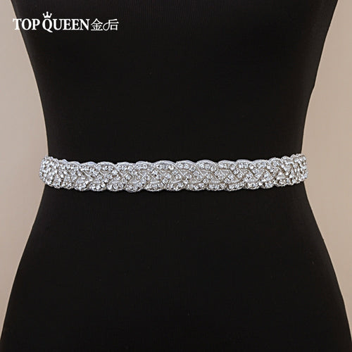 TOPQUEEN S216 Women's Rhinestones Handmade Belt Wedding  Belt Accessories Marriage Bridal Sashes wedding bridal sashs Any Size