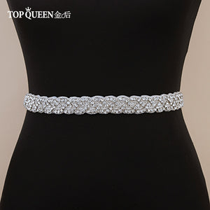 TOPQUEEN S216 Women's Rhinestones Handmade Belt Wedding  Belt Accessories Marriage Bridal Sashes wedding bridal sashs Any Size
