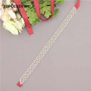 TOPQUEEN S216 Women's Rhinestones Handmade Belt Wedding  Belt Accessories Marriage Bridal Sashes wedding bridal sashs Any Size