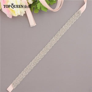 TOPQUEEN S216 Women's Rhinestones Handmade Belt Wedding  Belt Accessories Marriage Bridal Sashes wedding bridal sashs Any Size