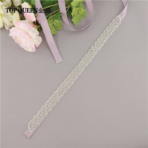TOPQUEEN S216 Women's Rhinestones Handmade Belt Wedding  Belt Accessories Marriage Bridal Sashes wedding bridal sashs Any Size