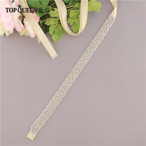 TOPQUEEN S216 Women's Rhinestones Handmade Belt Wedding  Belt Accessories Marriage Bridal Sashes wedding bridal sashs Any Size