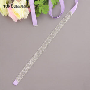 TOPQUEEN S216 Women's Rhinestones Handmade Belt Wedding  Belt Accessories Marriage Bridal Sashes wedding bridal sashs Any Size