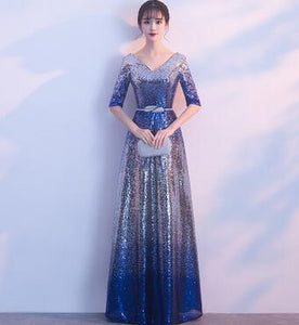 DongCMY New 2020 Long Formal Dresses Evening Plus Size Sequined Robe de Soiree Party Gown