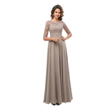 Load image into Gallery viewer, Lace Applique Beaded Mother of the Bride Dresses Elegant Three Quarter Sleeve Long Chiffon Evening Formal Maxi Dress