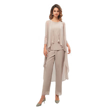 Load image into Gallery viewer, Elegant Three Pieces Mother of The Bride Dresses Chiffon Pant Suits with Long Jacket Plus Size Mother of the Groom Dress 2019